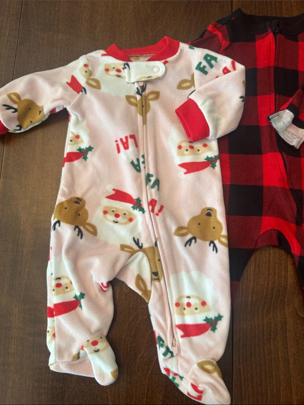Carter's Holiday Baby Footed Sleeper & Old Navy Plaid Baby Footed Sleeper